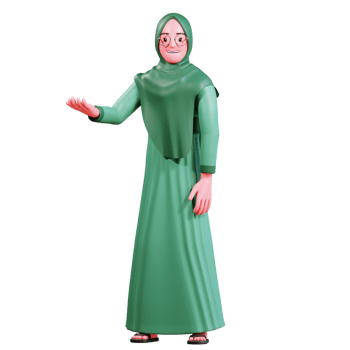 3D Character Muslim Female with green clothes png