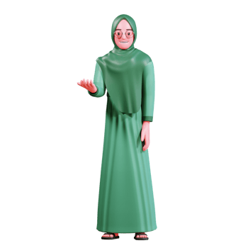 3D Character Muslim Female with green clothes png