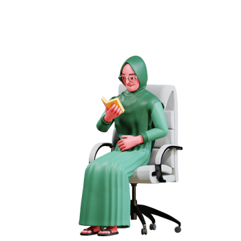 3D Character Muslim Female with green clothes png
