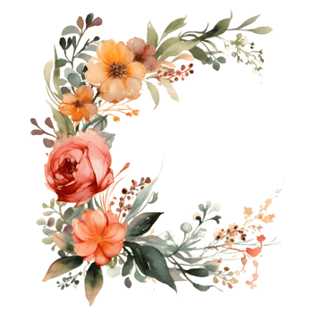 Boho Style Floral Frame with Feathers and Butterflies. Romantic Invitation Design. PNG Transparent Background