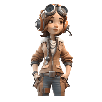 Fly High with our 3D Cute Pilot Girl Character PNG Transparent Background