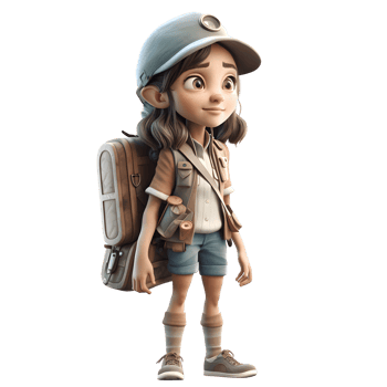 Capturing Moments 3D Cute Girl Photographer in Action PNG Transparent Background