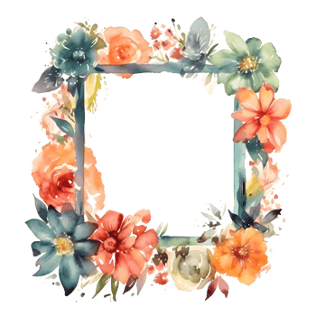 Watercolor Floral Frame with Roses and Greenery. Perfect for Bridal Brunch Invitations. PNG Transparent Background