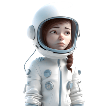 Space Explorer Girl 3D Cute Astronaut Character PNG Transparent Background