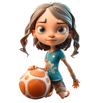Kicking it with 3D Cute Girl Soccer Player PNG Transparent Background