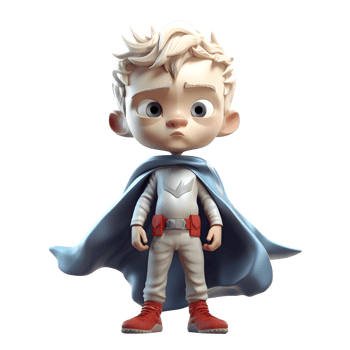 Heroic 3D Boy in Costume Ready to Save the Day PNG Transparent Background