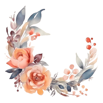 Rustic Greenery and Flower Round Frame Design for Summer Weddings and Events. Peonies, Roses, and Leaves in Mint and Green Tones. Watercolor PNG Transparent Background