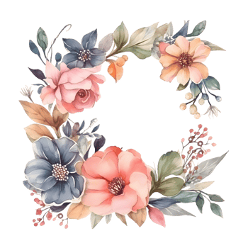 Trendy Easter Floral Square Frame Templates for Social Media Posts, Mobile Apps, and Web Design. Peonies, Roses, and Greenery in Soft Pastel Colors. PNG Transparent Background