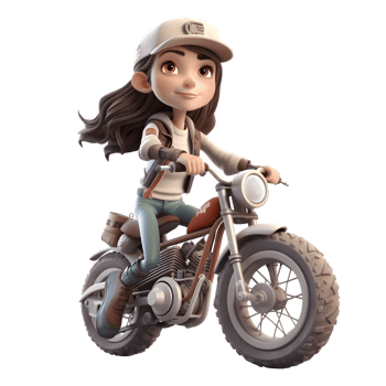 Adorable and Active Biker Women Fun and Energetic Characters for Outdoor Media and Promotions PNG Transparent Background