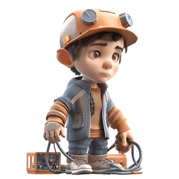 Professional 3D Electrician with Uniform Great for Electrical or Maintenance Services PNG Transparent Background