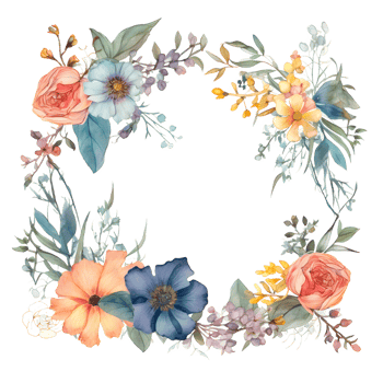 Rustic botanical frame with wildflowers and foliage PNG Transparent Background