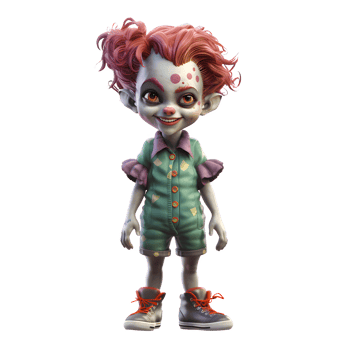 3D Joker Girl with a Mysterious Smile PNG Transparent Background