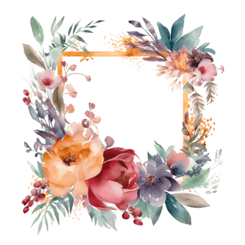 Minimalist floral frame with white flowers and leaves PNG Transparent Background