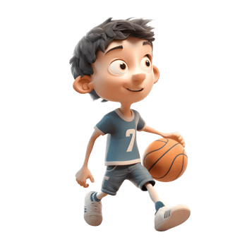 Kids Playing Sports Basketball on White Background PNG Transparent Background
