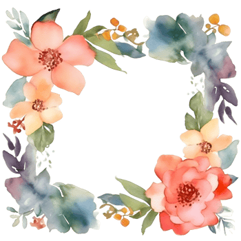 Whimsical floral invitation with hand-drawn flowers and leaves PNG Transparent Background