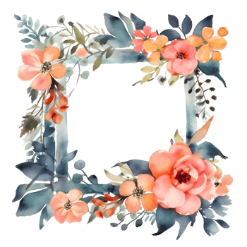 Vibrant watercolor floral wreath with bold pink and orange flowers PNG Transparent Background