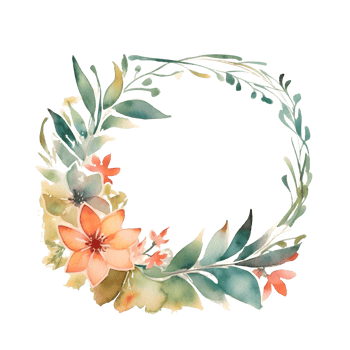 Elegant Floral Watercolor Frame for Wedding Invitations and Greeting Cards. PNG Transparent Background