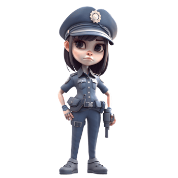 Adorable 3D Police Officer Girl PNG Transparent Background