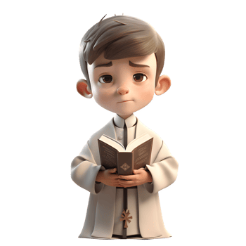 3D Priest in Black Robe Holding Bible in Hands on White Background PNG Transparent Background