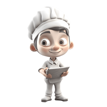 3D Chef with Recipe Book Perfect for Food Blog or Cookbook Projects PNG Transparent Background