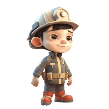 3D Firefighter Boy transparent background png