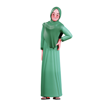 3D Character Muslim Female with green clothes png