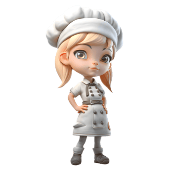 Cute Chef Women with Personality Expressive and Dynamic Characters for Culinary Media and Promotions PNG Transparent Background