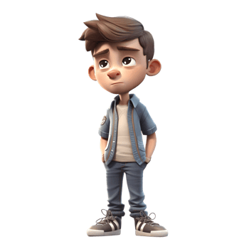 Studious 3D Student boy with glasses on white background PNG Transparent Background