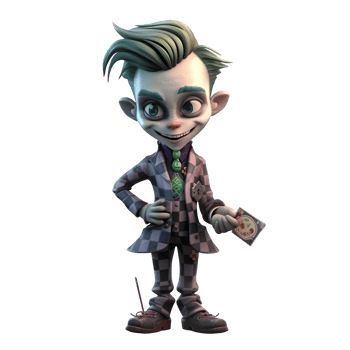 Mysterious 3D Joker Boy Great For Masquerade Ball or Mardi Gras Themes PNG Transparent Background