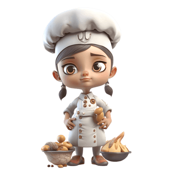Cute Chef Women in Action Dynamic and Energetic Models for Culinary Presentations and Promotions PNG Transparent Background