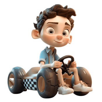 Serious 3D Driver with Road Signs Great for Traffic Safety or Driving Education Materials PNG Transparent Background