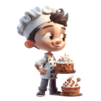 Creative 3D Chef with Whisk Great for Bakery or Pastry Shop Themed Designs PNG Transparent Background