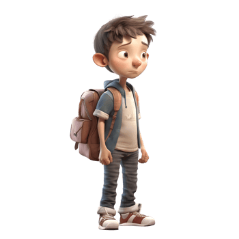 Positive 3D Student boy with smiley face on white background PNG Transparent Background
