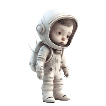 One Small Step 3D Astronaut in White Spacesuit Against White Background PNG Transparent Background