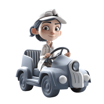 Friendly and Approachable 3D Driver Women Personable and Reliable Models for Ride Hailing Promotions PNG Transparent Background