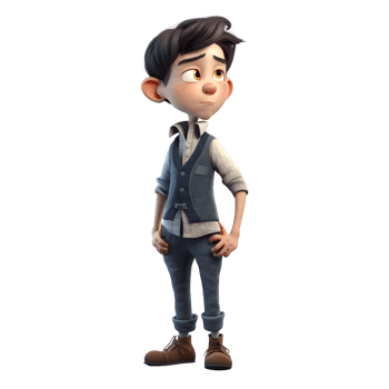 Inspired 3D Student boy with lightbulb on white background PNG Transparent Background