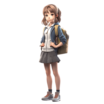 Class Act Cute 3D Girl Student PNG Transparent Background