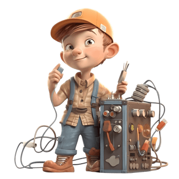 Dedicated 3D Electrician with Cable Cutters Perfect for Electrical or Telecom Related Designs PNG Transparent Background