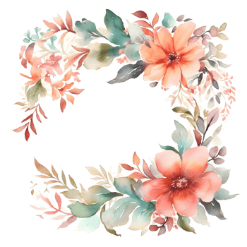 Elegant watercolor floral wreath with delicate greenery PNG Transparent Background