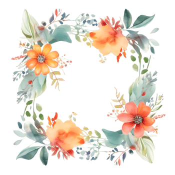 Whimsical floral invitation with hand-drawn flowers and leaves PNG Transparent Background