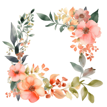 Elegant Invitation with Watercolor Floral Frame and Calligraphy Text. PNG Transparent Background