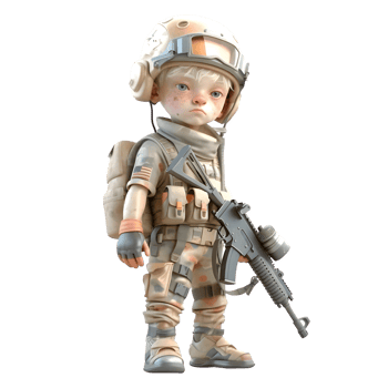 Military Precision 3D Army Man in Uniform on White Background PNG Transparent Background