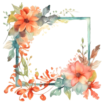 Hand Painted Floral Border with Blush Pink and Peach Flowers. Romantic and Dreamy Design. PNG Transparent Background