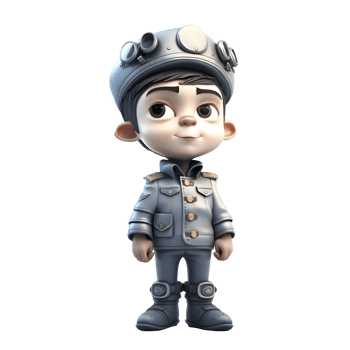 High Flying Fun Children Playing Pilot on a Blank Background PNG Transparent Background