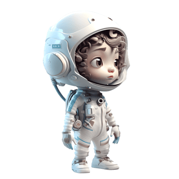 The Universe is Hers 3D Cute Girl in Astronaut Outfit PNG Transparent Background