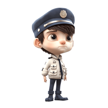 Arresting Performance 3D Render of Policeman in Dynamic Pose on White Background PNG Transparent Background