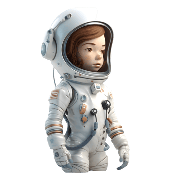 To Infinity and Beyond 3D Cute Girl in Space Uniform PNG Transparent Background
