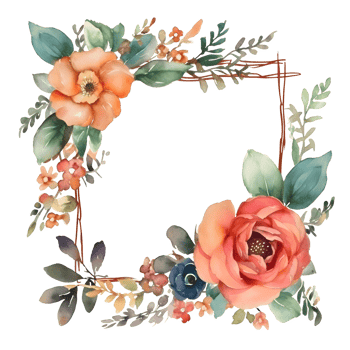 Bold watercolor floral frame with deep purple blooms PNG Transparent Background