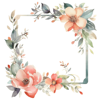 Whimsical floral invitation with hand-drawn flowers and leaves PNG Transparent Background