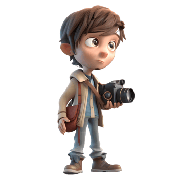 Playful Photographer Kids with Cameras PNG Transparent Background
